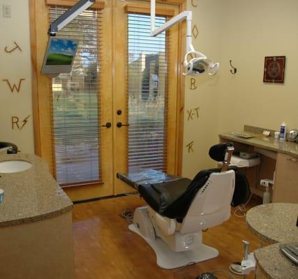 French doors open up to a beautiful relaxation area.