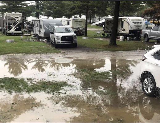 Flood sites every time it rains. Don't worry about going to the lake, you can swim at your campsite.