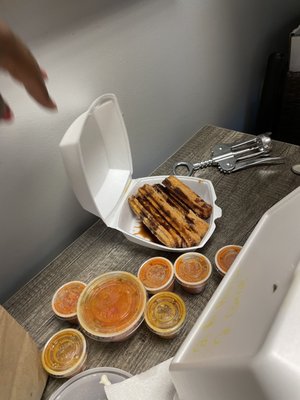 Churros with caramel. And lots of sauces that were provided..didn't even have to ask!