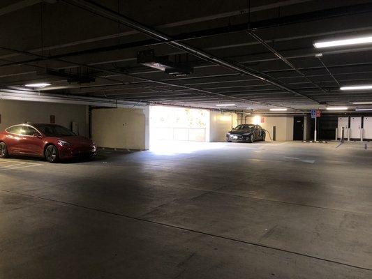 As soon enter parking structure 2 superchargers on left and 5 on right side.