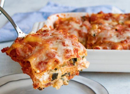 Vegetable Lasagna with Garlic Bread