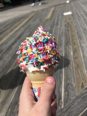 My Kohr bros ice cream- chocolate vanilla swirl with rainbow sprinkles