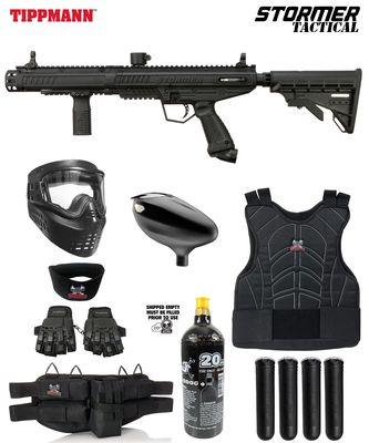 PaintallDeals.com Tippman Stormer Basic Paintball Starter Package with 20 oz Co2 tank, primo loader, Gloves Chest and Neck protector, Mask