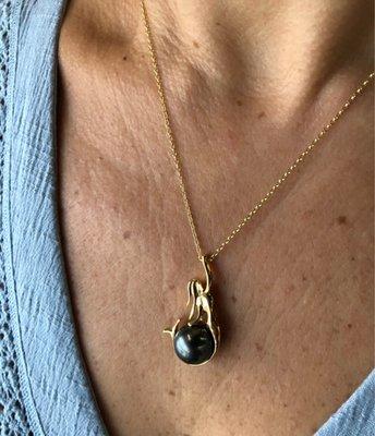 Black Pearl Mermaid Necklace