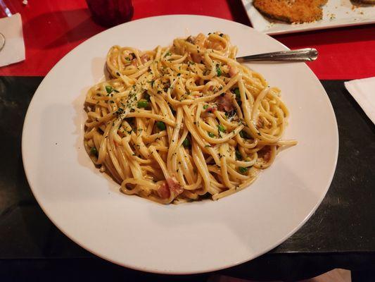 Tuscan Carbonara with shrimp