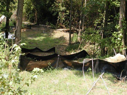 Silt Fences catch tremendous amounts of sediment and prevent it from entering our famous trout streams.