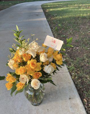 Yellow and white flowers.