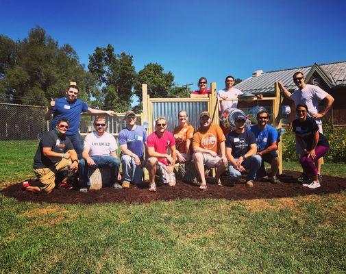 These fine looking LINC and YPAL volunteers just built that outdoor music station for the Maupin kiddos.