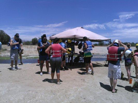 point of departure to go to the kayaks, get helmets & life jacket