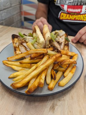 Chicken Philly (Brian loved) with GREAT fries