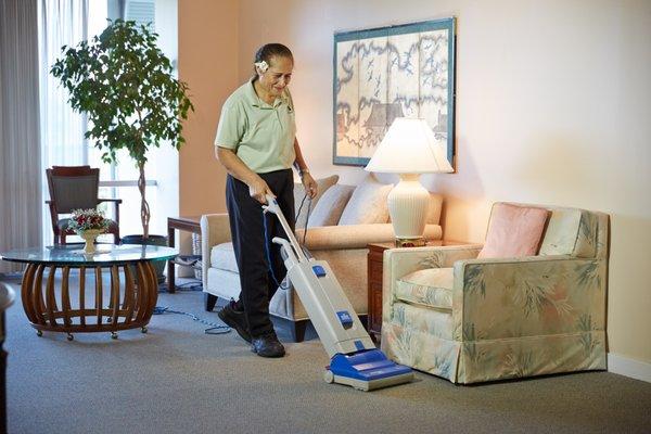 Our housekeepers perform thorough cleanings including dusting, mopping, vacuuming, laundry and disinfecting