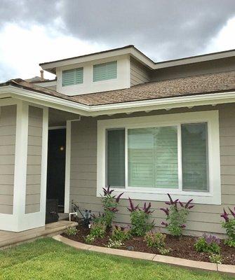 White shutters for all 3 windows. Outside view