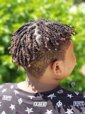 Child friendly mens twists w/customized color enhancement