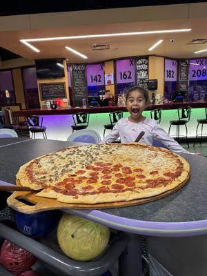 Pizza as big as a table they say.  Well, it is...