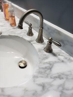 Lavatory sink and faucet installation