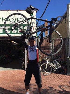 Dr. Guy Bennett after 100 mile bike ride! Go Doc