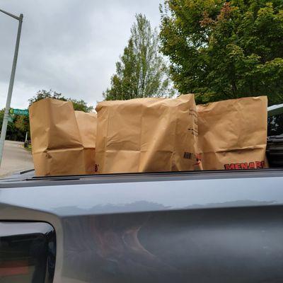 Bags full of grass clippings we had to haul away