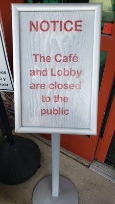 Cafe closed to public