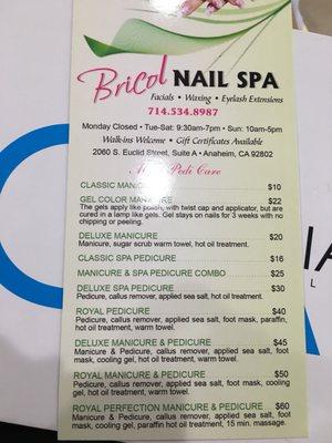 Mani/pedi package prices