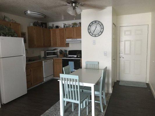 Kitchen is functional with nice gas stove.