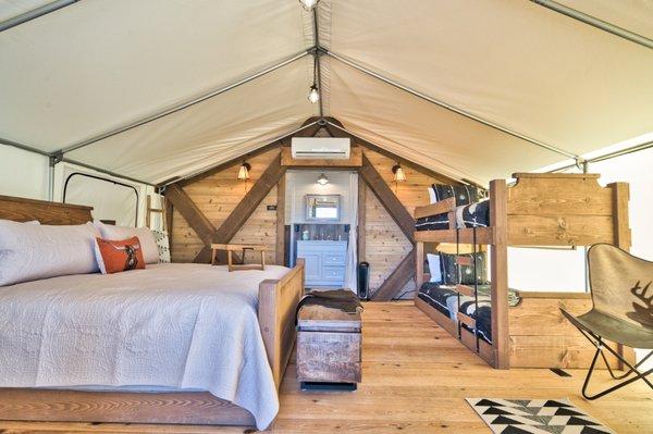 Take Glamping to a whole new level! Elevate your vacation and create an out-of-this world experience in on of our two Luxury Safari Tents.