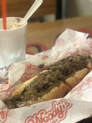 Woodys Cheesesteak w/ mushrooms and peppers.