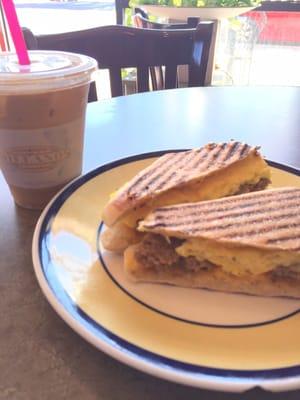 Egg, cheese, sausage and iced americano. They have special drinks which I can't wait to try!