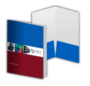 High Quality Presentation Folder Printed On Premium 14pt. Gloss or Matte Cover. 1 Color, 2 Colors Or Full Color Available.