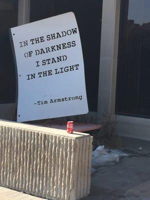 The Conservatory is a 501c3 non-profit music center and school. The entry sculpture pictured is lyric by Tim Armstrong and punk band
 Rancid