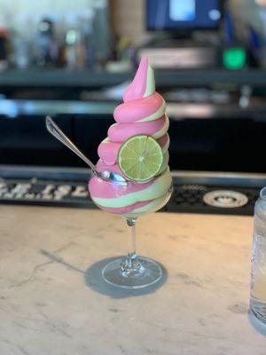 Lime and raspberry swirl soft serve margarita. Absolutely delicious!