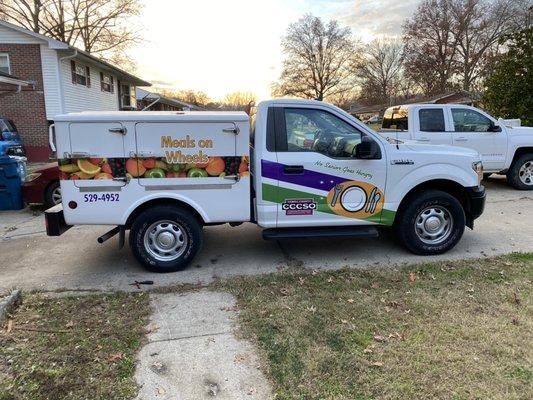 Partial truck wrap for CCCSO Meals on wheels truck.