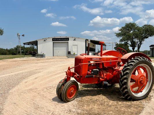 Front entrance to the tasting room featuring one of our historic Case tractors.