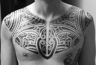 Traditional Polynesian chest piece by Aleks Nedich