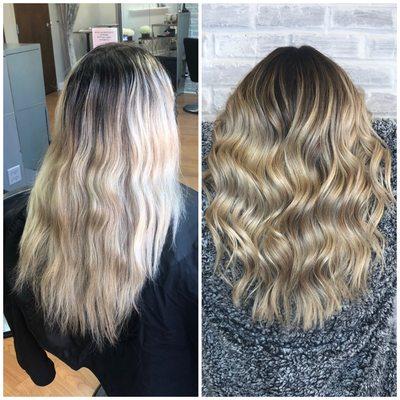 Transformation to healthy, soft lived-in blonde