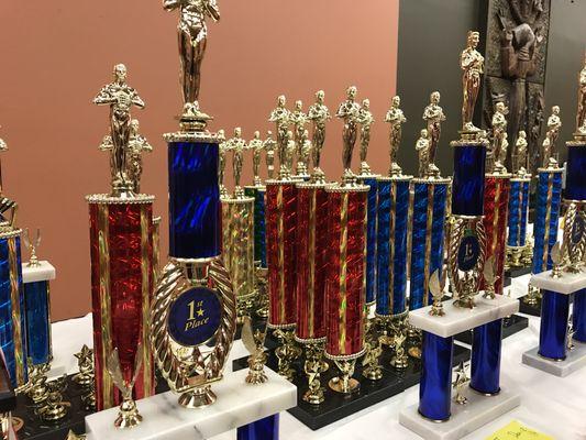 Trophies ready to be brought home at our annual contest!