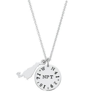 Sterling Aquidneck Island and Newport Coordinates Charm