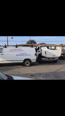 Servicing Diesel truck that needed refrigerant service complete recovery vacuum and recharge