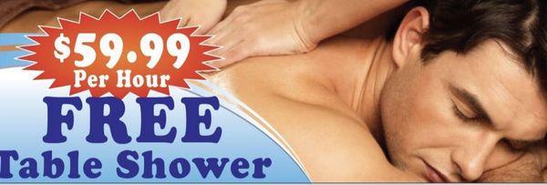 Get a free table shower with a massage.