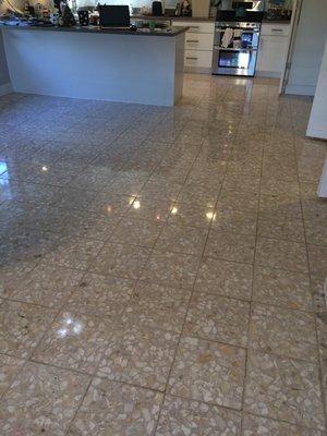 Terrazzo floor polished