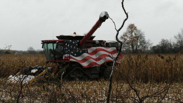 A farmer south of Rochester shows his pride in honor of our Veterans.