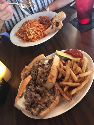 Cheese steak and meatball pasta!