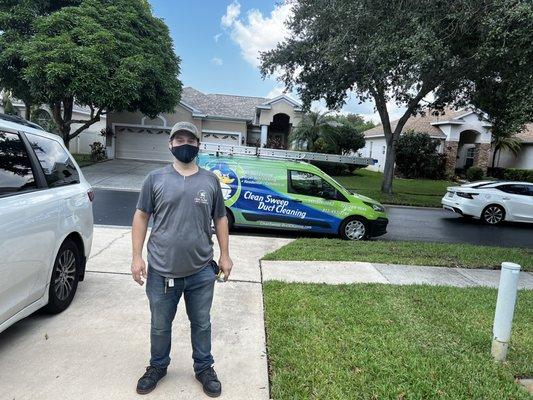 Tim was very polite, professional and super efficient cleaning our dryer duct from roof.