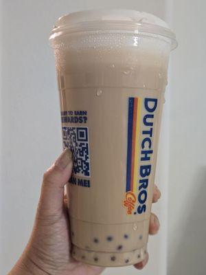 Iced Salted Caramel Protein Latte with Honey Vanilla Popping Boba & Soft Top