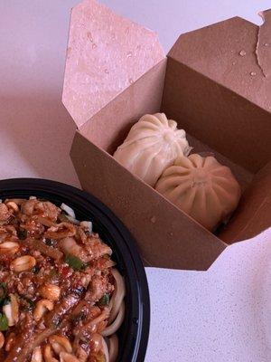 Kung pao chicken bowl and bao