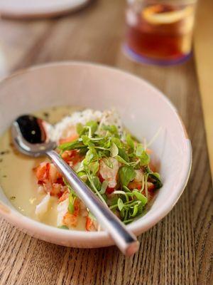 Lobster chawan mushi with furikake crema by Chef Ming Tsai