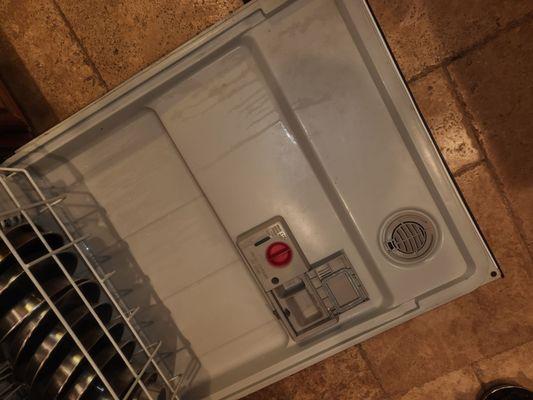 The great condition of our dishwasher.  Steve Appliance reported this unit as an abuse or neglect appliance