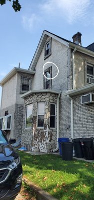 Bald face hornets nest treated and removed on the second story window of a house in staten island