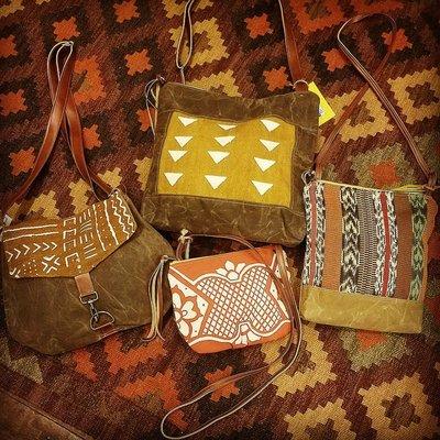 Waxed canvas and gorgeous textile handmade bags.