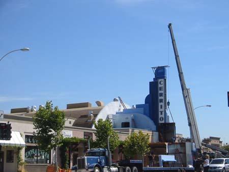 Installing the Cerrito Theater sign