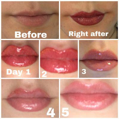 Healing process of lip blushing